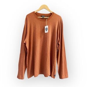 New Toad&Co Tempo Long Sleeve Striped Crew T-Shirt 2XL Rust